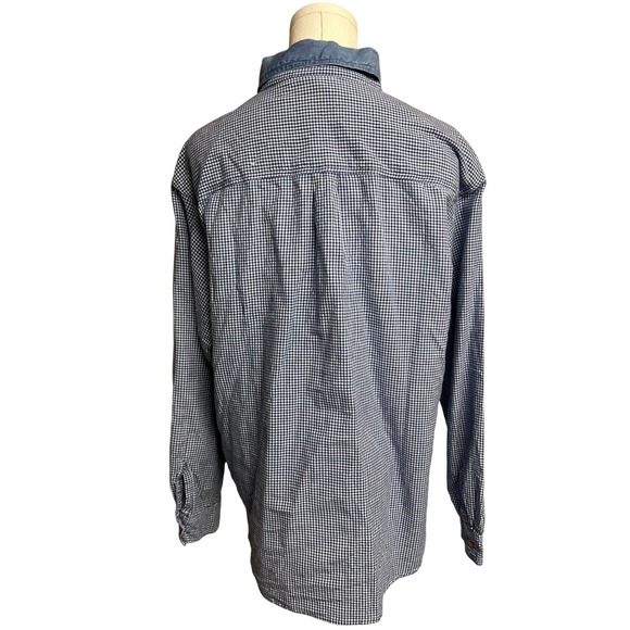 Vintage Womens Blue Gingham Floral Embroidered Beaded Button Down Shirt L - Picture 4 of 11